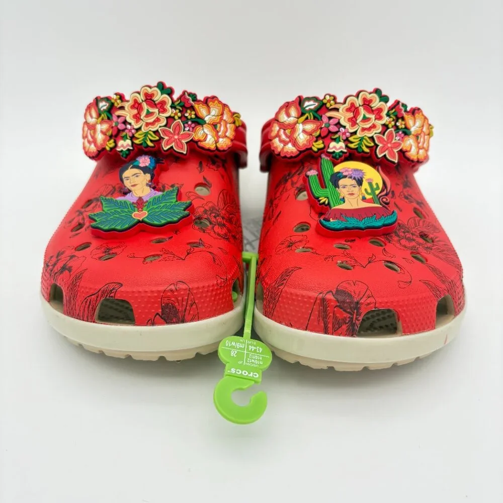 NWT Womens Size 12 Mens Size 10  Frida Kahlo Bone Red Crocs Classic Clogs - Picture 2 of 11